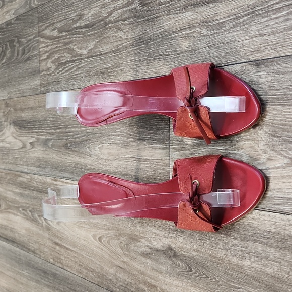 Gucci 'Tess' Original GG Monogram Slip On Heel Red Size 8 1/2 B - Picture 2 of 16